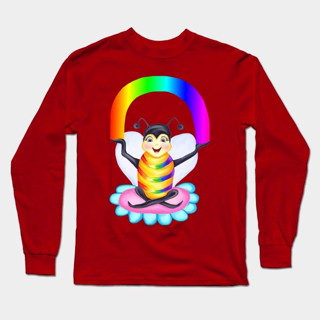 Rainbow Spectrum Bee Long Sleeve T-Shirt by Art by Deborah Camp